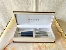 Cross ATX Blue Lacquer Chrome Ballpoint Pen Pencil Set Box AT0181-4 New