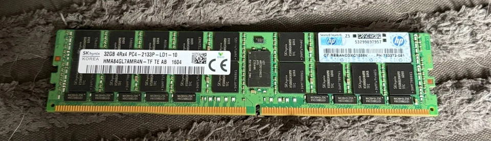 SK Hynix 32GB 4Rx4 PC4-2133P-LD1-10 HMA84GL7AMR4N-TF Server RAM - Image 1 of 1