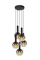HäNgelampe Schwarz Rauchglas HöHenverstellbar Ø55 Cm E27 Pendelleuchte Esszimmer