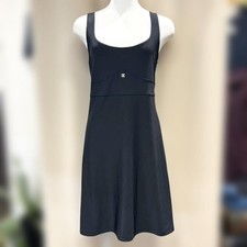 CHANEL Sleeveless Maillot Dress Coco Mark 97C Black Size 42 From Japan