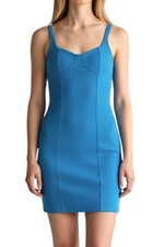 ZARA Women's Stretch Corset Bustier Bodycon Mini Dress Size L Blue