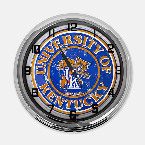 18" University Of Kentucky Wildcats Metal Sign Designed White Neon Clock - Picture 4 of 5