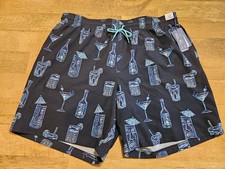 Roundtree  Yorke men's 2XT TALL 2XL tiki Pina Colada Martini 8" swim shorts