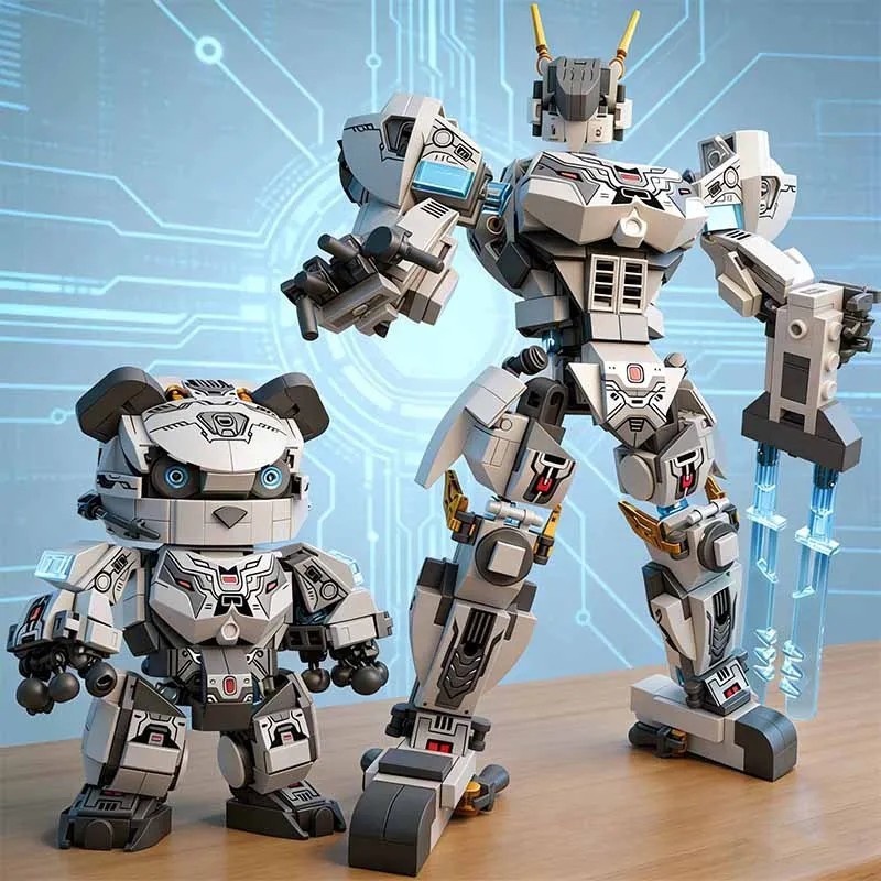 2-in-1 Panda Mecha Warrior Building Blocks – Transformable Robot Toy Gift Set