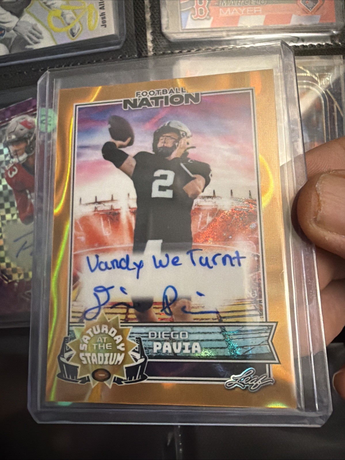 2025 Leaf Football Nation Gold Wave Serial 1/1 Diego Pavia #SA-DP1 Auto A15