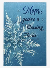 Christmas Card For Mom From Us, Net Overlay Metallic Foil Hallmark Card NEW