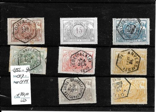 BELGIUM  railways stamps  1882-1894  -  nr. CF7-CF14  - Used  value : 130,00 USD