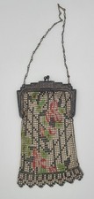 Deco Rose Lattice Whiting &Davis Art Deco Enamel Mesh Purse 1920s Floral Antique