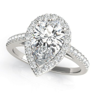 Top Qualität 2 kt DE/VS Lab Grown Birnenform Diamant Halo Verlobungsring Platin