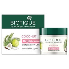 Biotique Coconut Brightening Instant Glow Cream Lightweight and Non-Greasy  Re