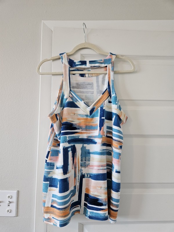 Anthropologie Deletta Watercolor Ribbed Halter Neck Tank Top
