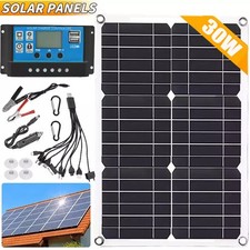 30w Solar Panel 12v Trickle Charger Battery Charger Kit Maintainer Boat Car Rv