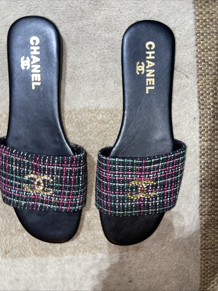 Sandalias Chanel CC negras para mujer talla 40-9 Foto 2 de 2