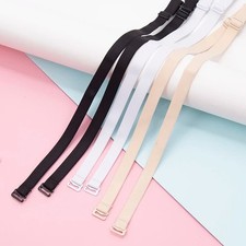 Adjustable Bra Straps Elastic Anti Slip Buckle Shoulder Replace Black Pair Women