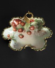 Antique Rosenthal Monbijou Hand-Painted Berry Bowl with Strawberries, ca. 1900