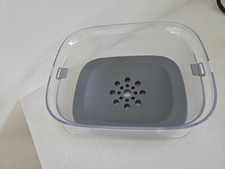 No Spill DOG WATER BOWL Clear with Grey Floater New in Box