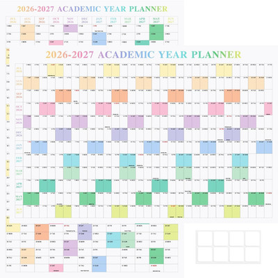 24'' X 36''  2026-2027 Academic Wall Calendar, July 2026 to June 2027, Folded Larg