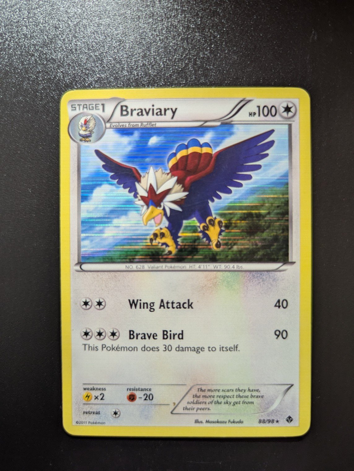 Braviary 88/98 Holo Rare Emerging Powers Holo LP-NM