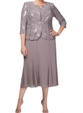 Alex Evenings Sequin Mock Two-Piece Dress with Jacket.Size: 16