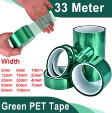 33M Adhesive High Temp Heat Resistant Insulation PET Green Tape 5/10/20/50 100mm