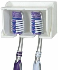 Camco 57203 Pop-A-Toothbrush Wall Mounted Holder w/ Germ Protection White