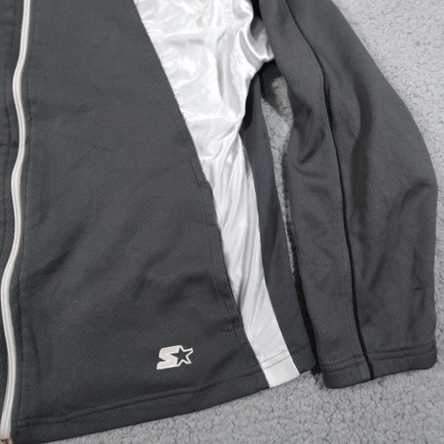 Chaqueta de inicio vintage para hombre mediana cremallera completa traje de pista atlético gris blanco años 90 - Imagen 2 de 9