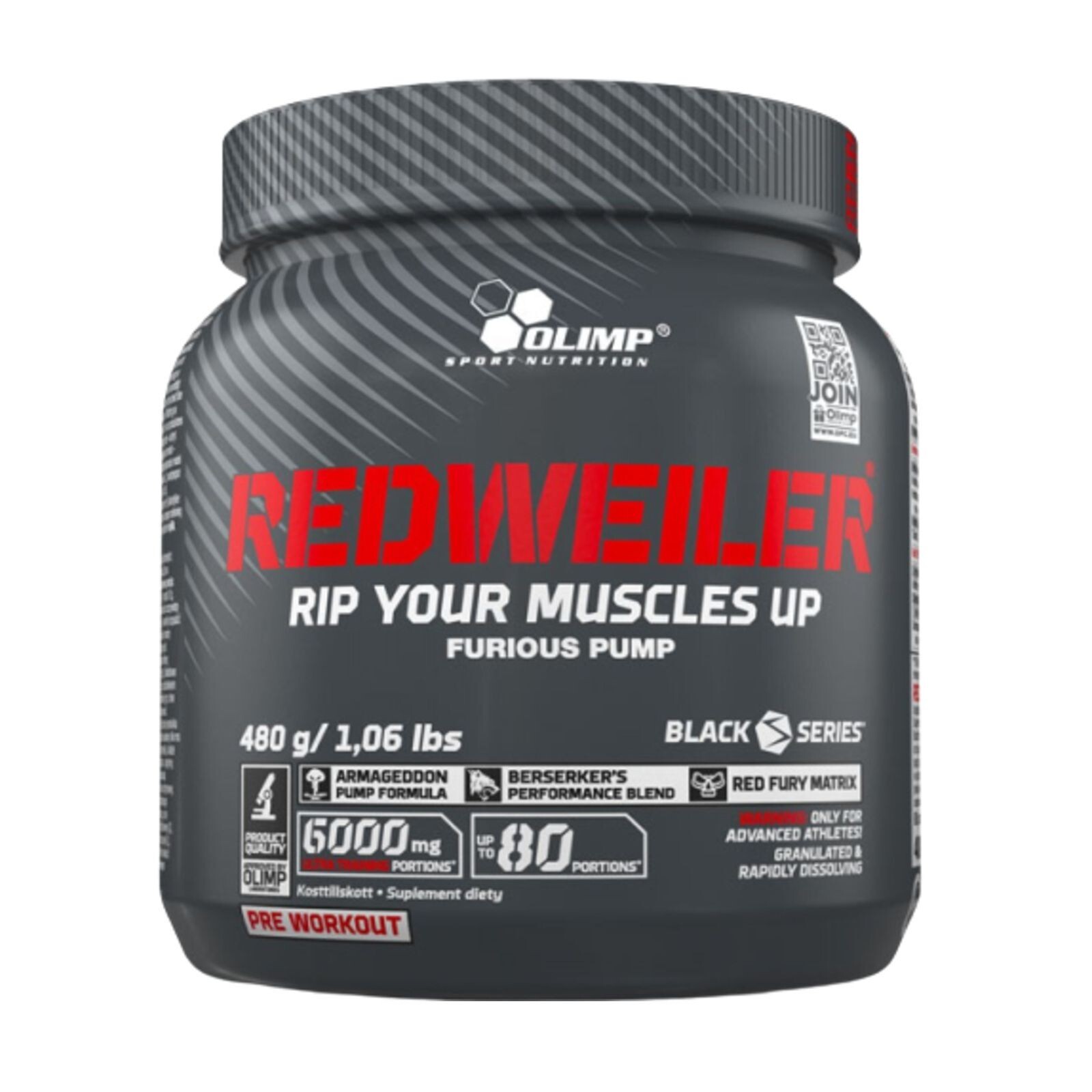 OLIMP REDWEILER PRE-WORKOUT CAFFEINE CREATINE STACK VITAMIN B6 480G RAGING COLA