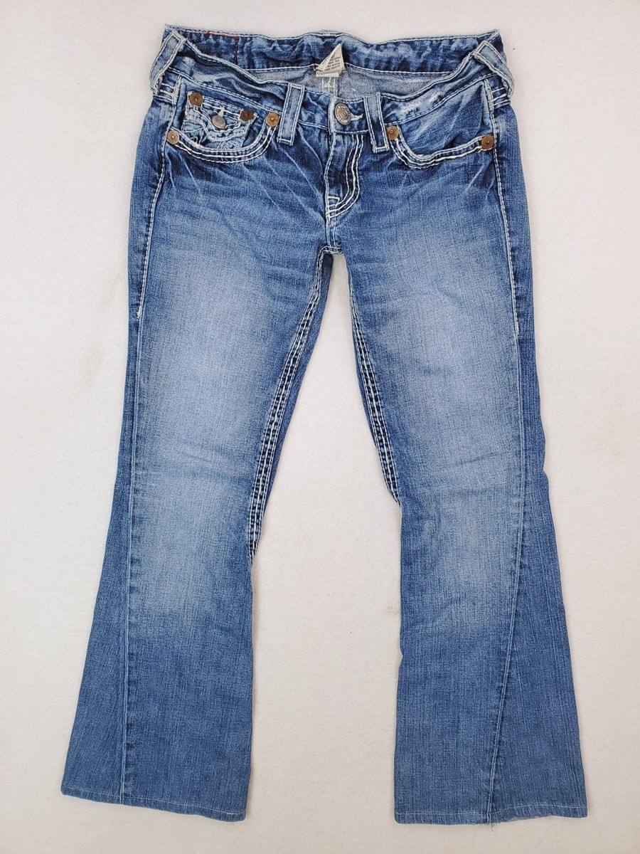 VTG True Religion Jeans Womens 29 Joey Big T Flare Distressed Y2K
