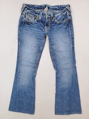 VTG True Religion Jeans Womens 29 Joey Big T Flare Distressed Y2K