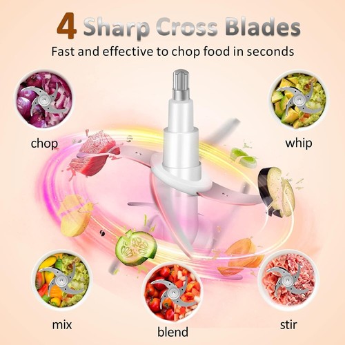 Food Processor Cordless Mini Food Chopper 6000mAh with 1.2L Stainless Steel Bowl - Picture 3 of 8