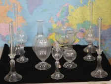Misc - Crystal Scalloped Glass Oil Lamps Vases and Bowls Set of 11 Items