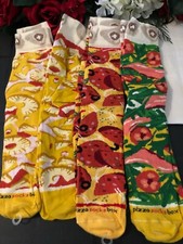 4 PR WOMENS OR MEN PIZZA SOCKS BOX NOVELTY OLIVES TOMATO PINEAPPLE NEW 9-11 L