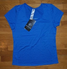 NWT Womens ACTIVE LIFE Blue Performance Wicking Fitness Shirt Size LARGE