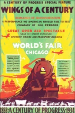 WINGS OF A CENTURY 1833 WORLD'S FAIR CHICAGO TRAIN SHIP VINTAGE POSTER REPRO