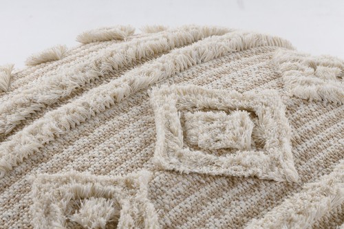 Modern beautiful POUFFE "CYLINDER" for sitting 50x50x50cm beige cream BOHO - Picture 4 of 8