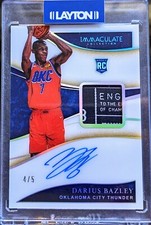 Darius Bazley RC Panini Immaculate RPA Laundry Tag Autograph # 3/5 SSP Thunder!