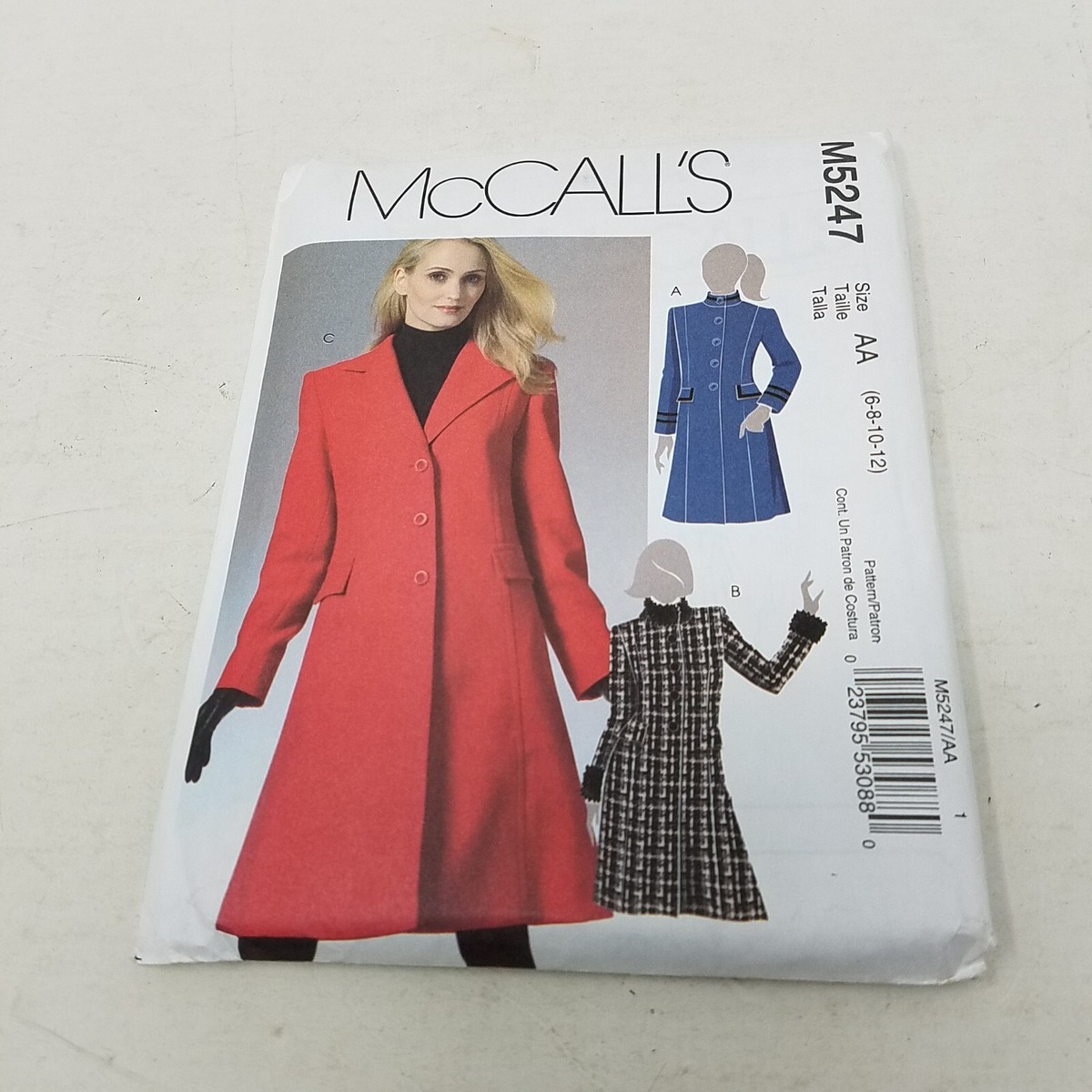 McCalls Sewing Pattern M5247 Fit & Flare Trench Coat Peacoat