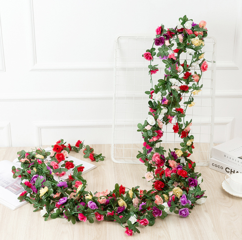 2.5m Blumengirlande Knstliche Rosenranken Hngende Rot Rosen Efeu Hochzeit  Deko | eBay