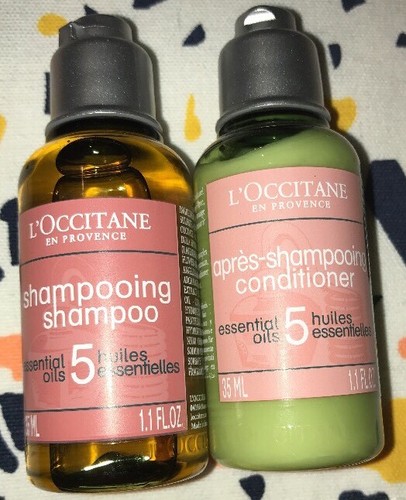 L'Occitane 7 Piece Travel Size Lot Shampoo Conditioner Soap Shower Gel Cream Bag - Picture 2 of 12