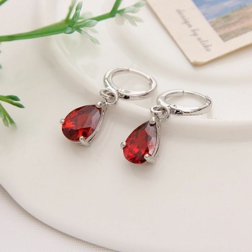 Boucles d'oreilles pendantes percées pierre couleur or vert eau bijou longue goutte mode - Photo 4/29