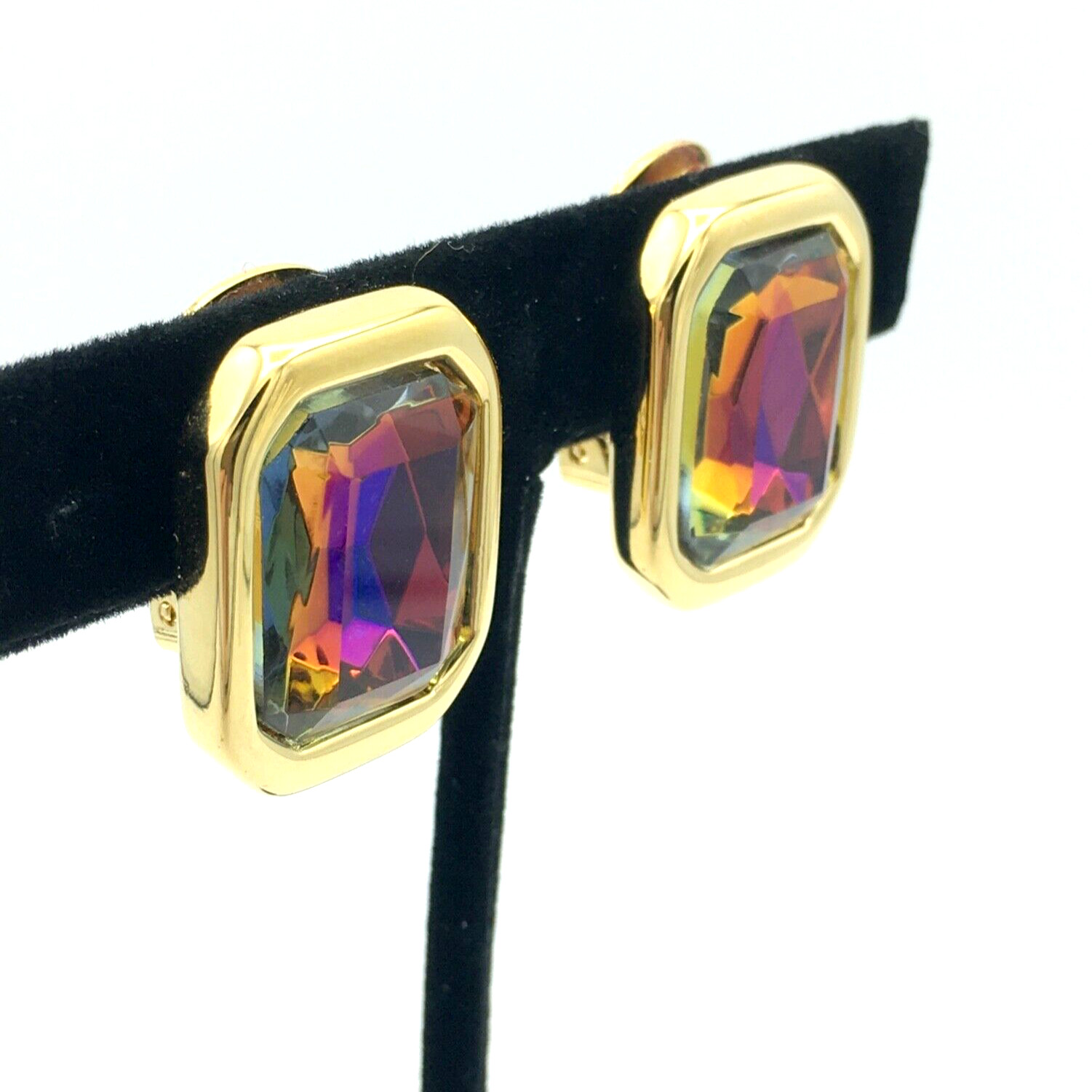 KENNETH JAY LANE multicolor rhinestone clip earri… - image 2