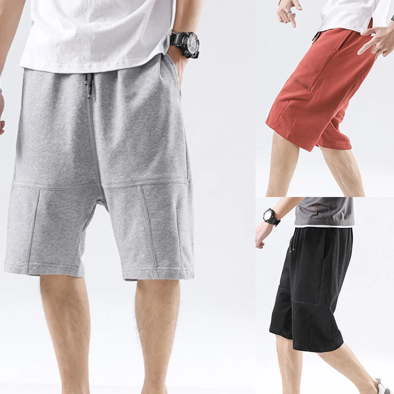 Men Cotton Half Pants Shorts Loose Sport Hip Hop Drawstring Plus Size Casual