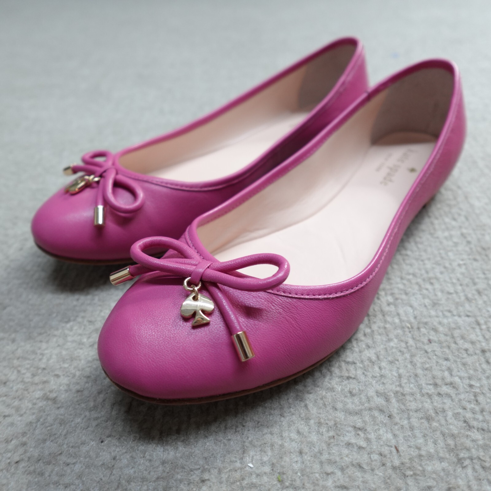 Kate Spade Womens Flats 7.5M Pink Leather Bowtie