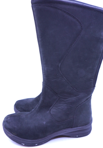 LL Bean Boots Womens Size 8.5 Leather Black Lined Tall Zip Mid Calf 502940 - Picture 3 of 7