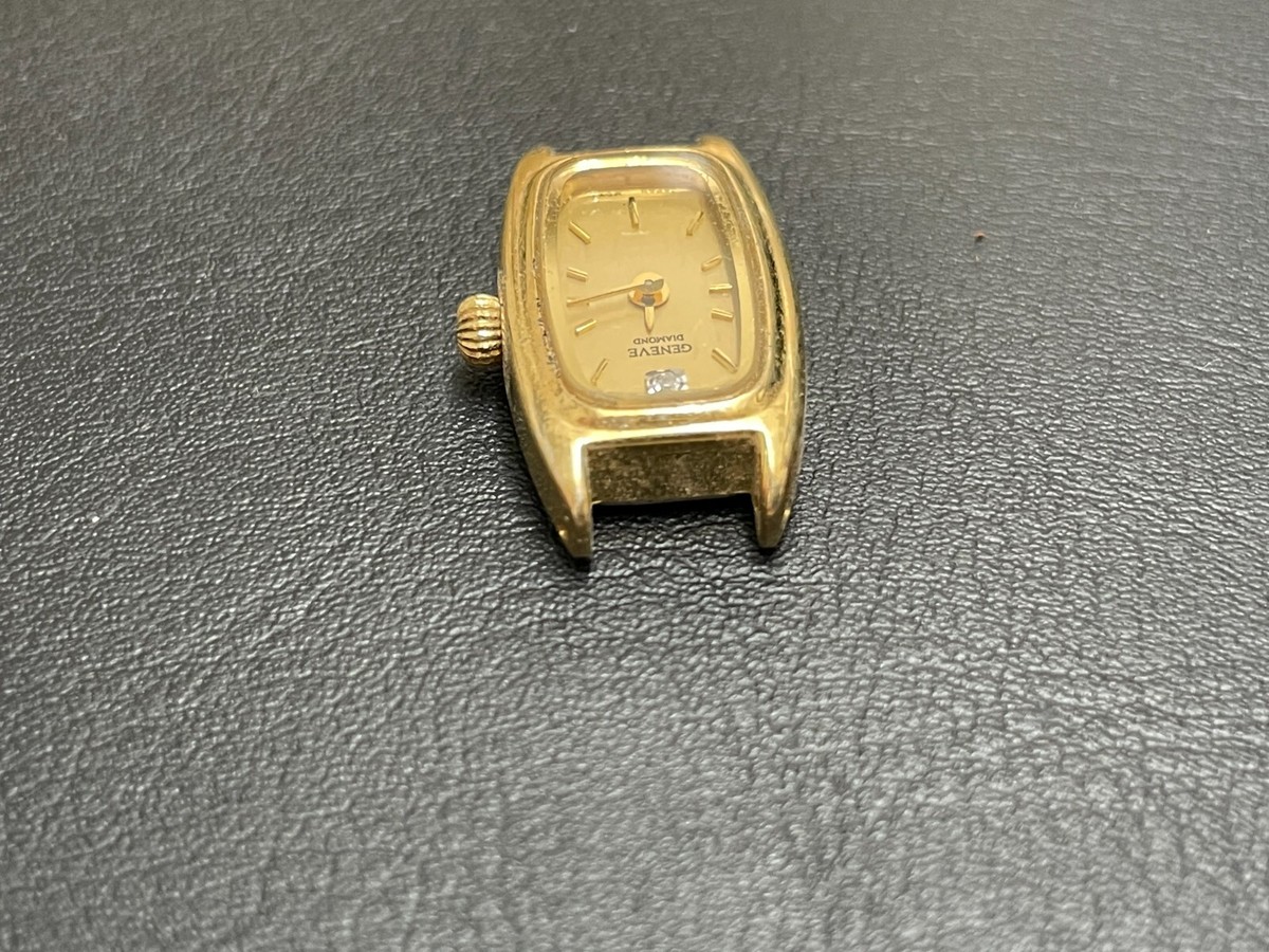 Geneve Diamond 18k Gold Plated Stainless Steel Back Watch 2006L