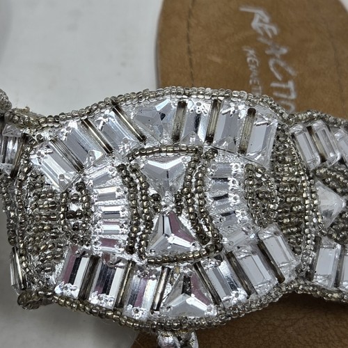 REACTION Kenneth Cole Silver Rhinestone Bling Thong Sandals 7M - Picture 5 of 10