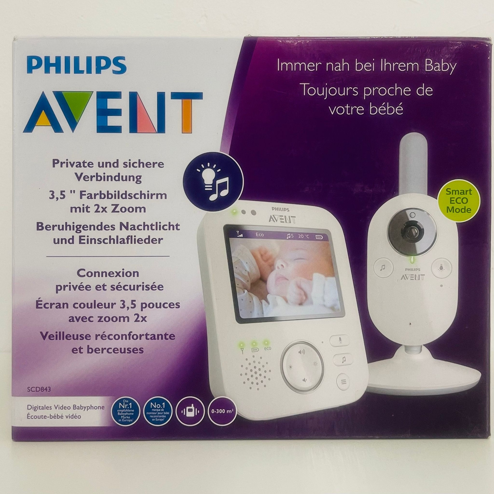 Philips Avent Babyphone mit Kamera weiß (Modell SCD843/26) Tag und