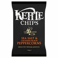 Kettle Chips Sea Salt with Black Peppercorns 150g - Pack of 6