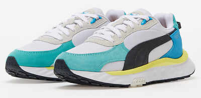 PUMA WILD RIDER ROLLIN LOW UNISEX MEN SZ 7 = WOMEN SZ 8.5 SHOES WHITE/GREEN NEW