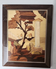 Vintage MARQUETRY Mixed Wooden Landscape Wall Hanging Art Decor 9" X 7"
